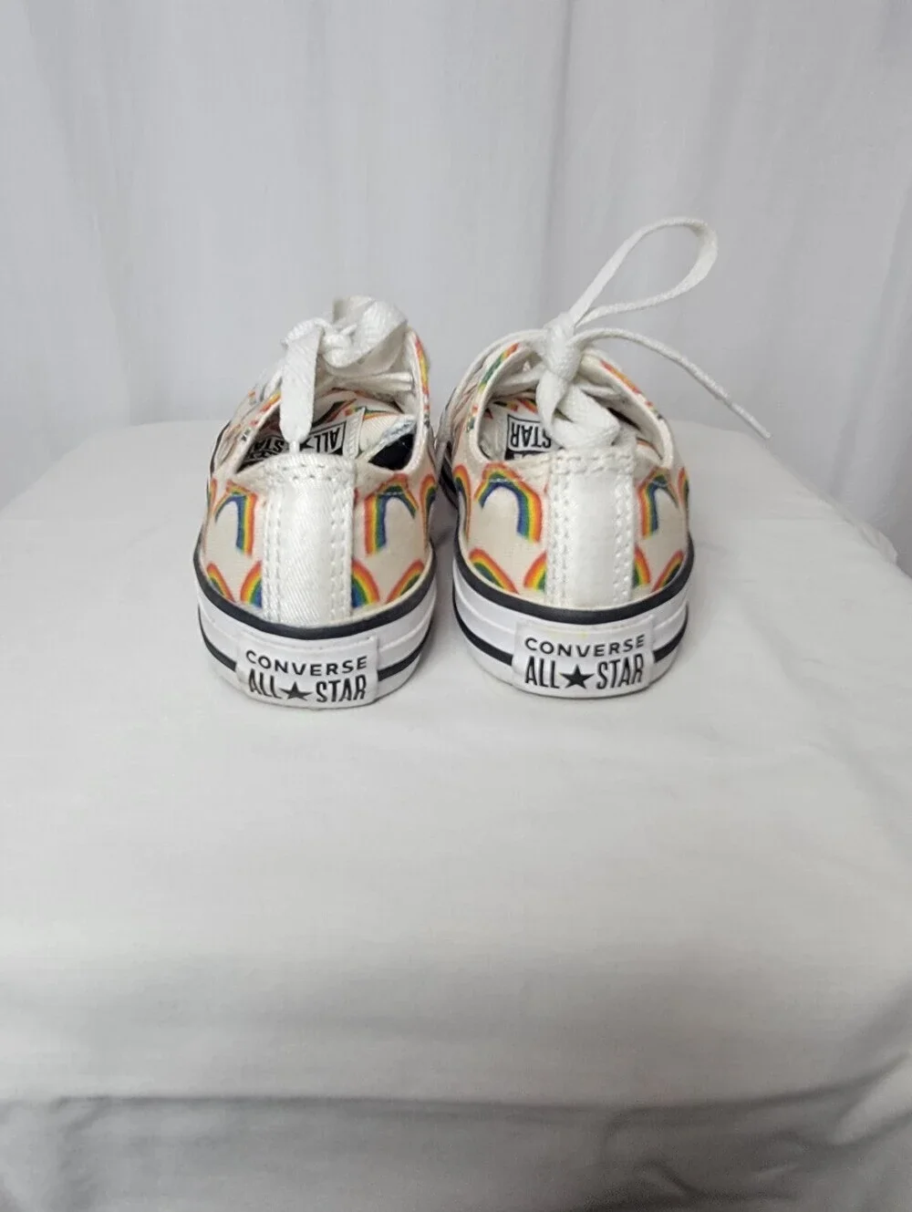 Kids Rainbow Converse Lace-Up Sneakers - White